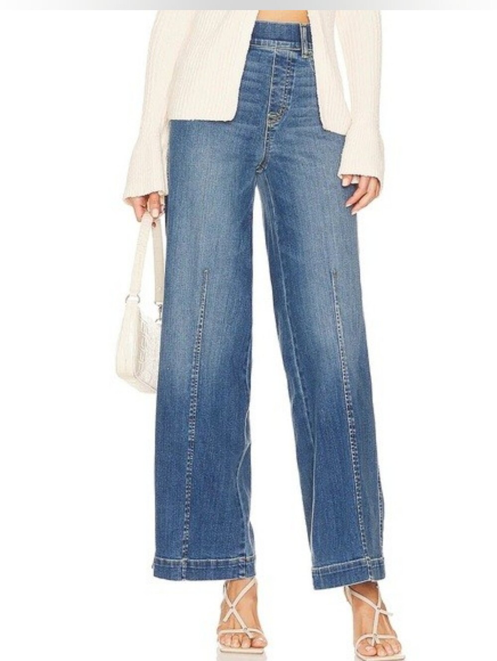 SPANX Seamed Front Wide Leg Jeans Vintage Indigo ** Size Small
